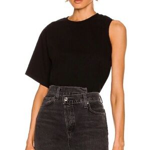 AGolde Della Black Asymmetric Tshirt